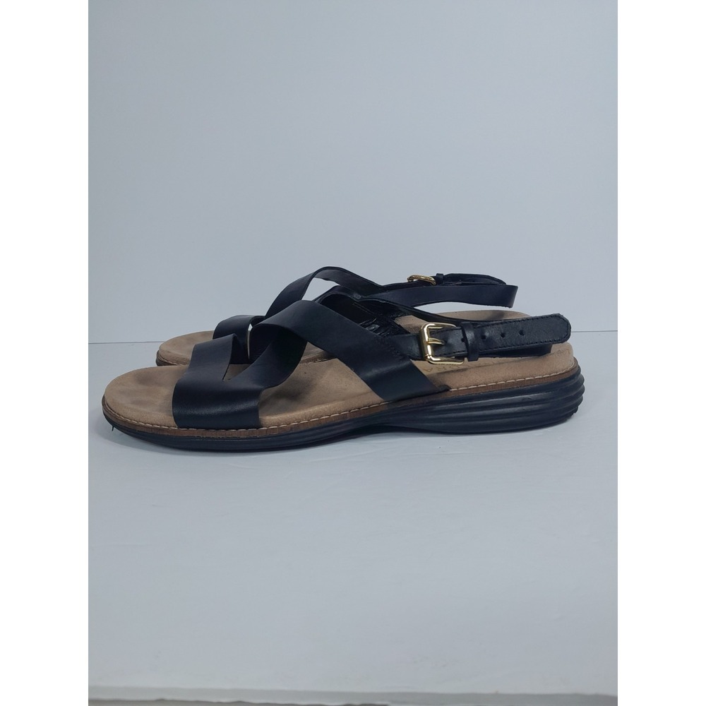 Cole Haan ØriginalGrand Sz 9 B Black Leather Strappy Casual Sandals Lunar Sole